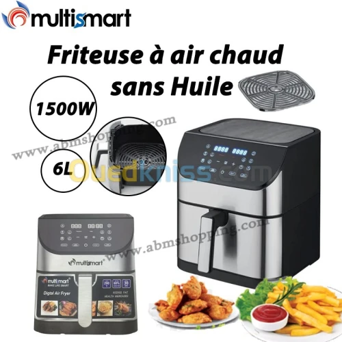 Friteuse à air chaud sans Huile 6L 1500W | MULTISMART Air Frayer القلاية الهوائية 