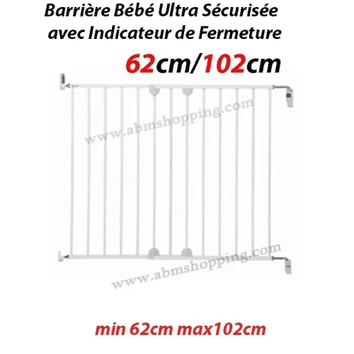 Barrière Bébé Ultra Sécurisée avec Indicateur de Fermeture 62cm/102cm | Safety