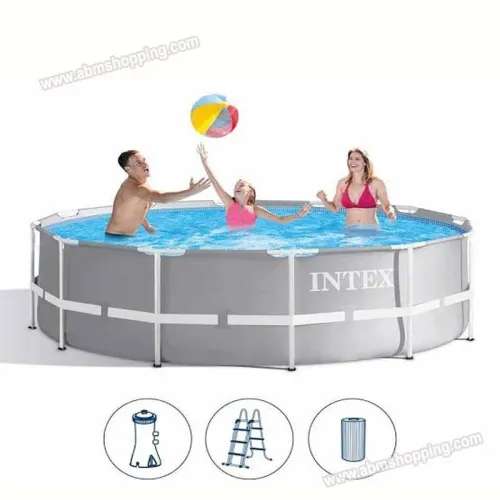 Piscine Ronde 366*99 cm à cadre métallique avec pompe de filtration et échelle de sécurité Intex(F) 