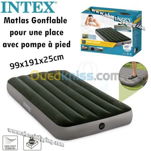 Matelas Gonflable Une Place et demi avec Pompe integrée 191x99x25 cm_ Intex