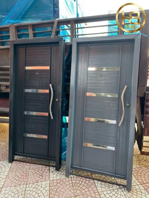 Porte D'Entrée 1M En Fer  Avec Plaque Inox