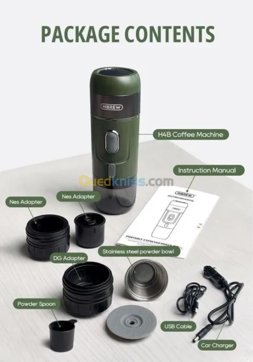 HiBREW Machine a cafe H4B Portable Sans Fil 3en1: NES , DG , CAFE MOULU ,15 Bars,  Rechargeable