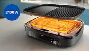Grill de table Philips serie 3000 HD6210/90- 2400W-plaque 2en1-surface 1250cm2- (de90 a 210 degre)