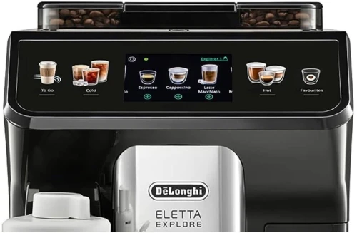 Machine a cafe automatique a broyeur integre haute gamme  De'Longhi eletta explore ECAM452.57.G -19 bar - 18.l -300g - Écran tactile couleur TFT 3,5"- connecte  -