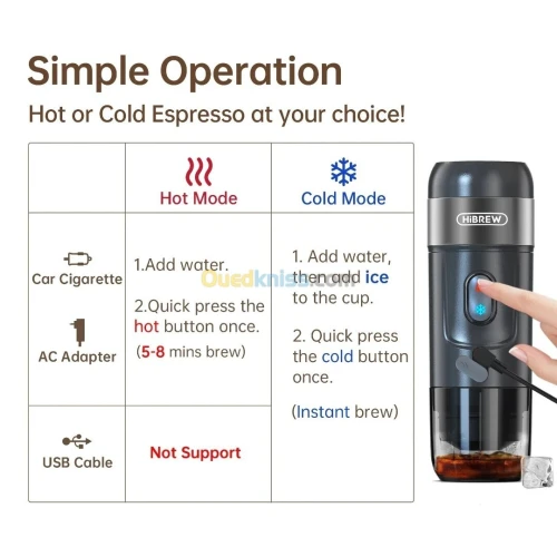 HiBREW H4A Machine à café portable,3en1: nespresso, dolce gusto, café moulu, 15 BARS, Sac et Support