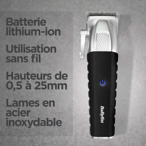 tondeuse BaByliss E812E Lithium Power 180 min d'autonomie 8 Sabots de coupe  De 3 mm à 25 mm
