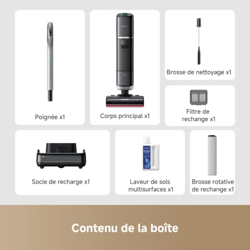 DREAME H15 ProHeat Balai Aspirateur Laveur intelligent,22000Pa,70min autonomie, contrôle App