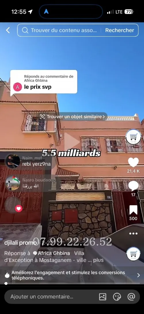 Vente Villa Mostaganem Mostaganem