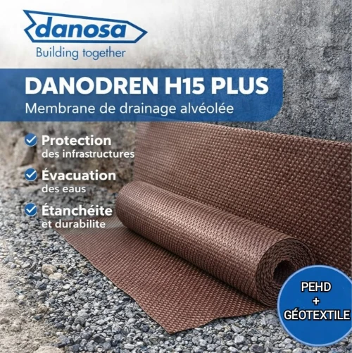 Membrane de Drainage Danodren H 15 plus 2,1 x 15m