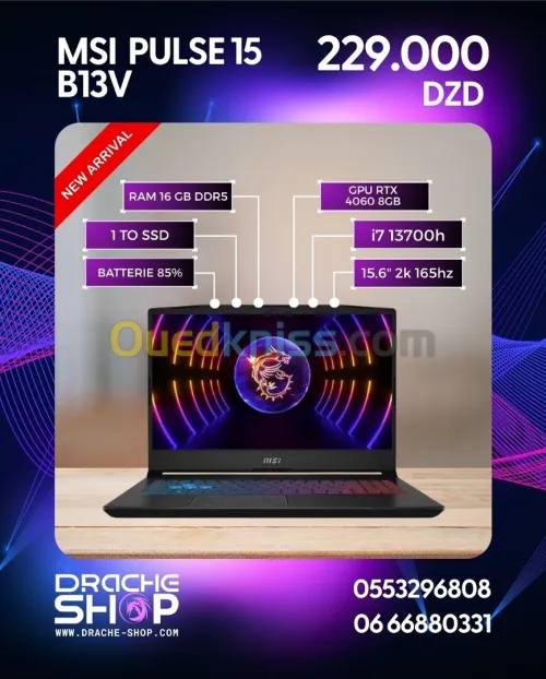 Laptop MSI Pulse 15.6" I7 13700H RTX 4060 8GB Ram 16GB DDR5 SSD 1TB
