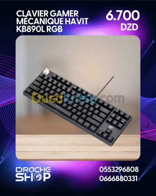 Clavier gamer mécanique havit kb890l RGB