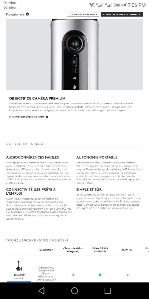 Caméra ConferenceCam portable avec haut-parleur Bluetooth