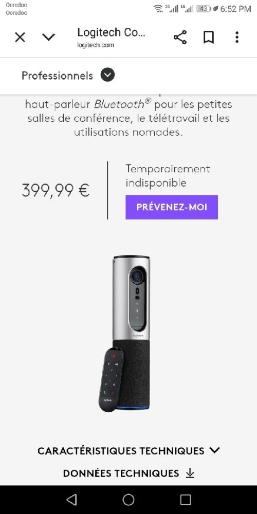 Caméra ConferenceCam portable avec haut-parleur Bluetooth