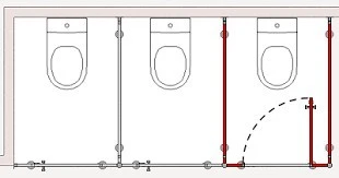 Cabine Sanitaire et Cassier Vestiaire  et banc d'assise en HPL