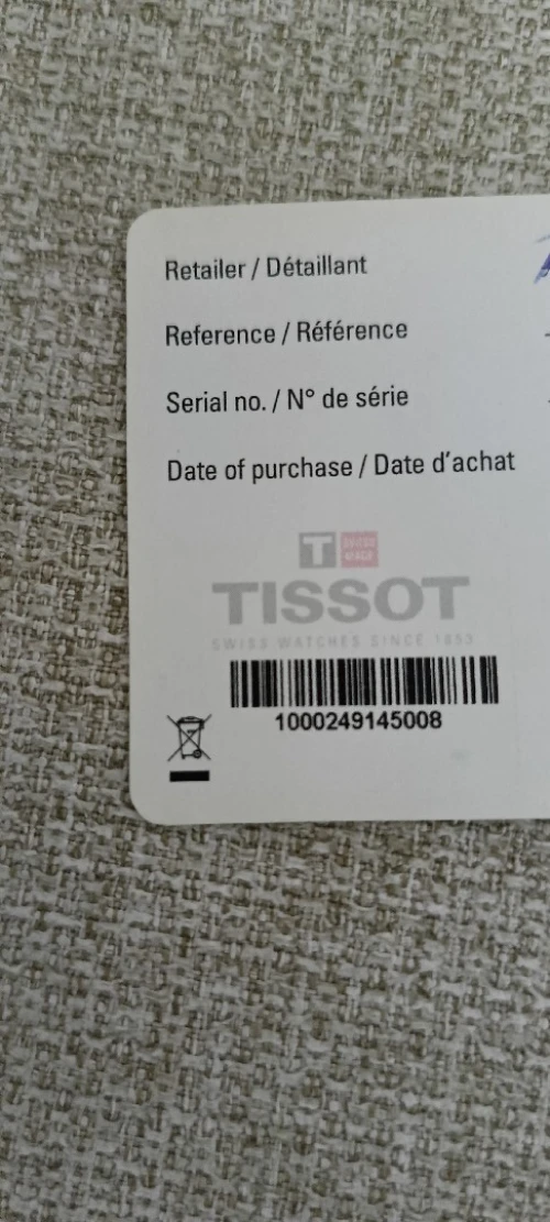 Montre Tissot originale pour homme avec certificat de garantie internationale