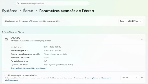 Écran Asus TUF Gaming VG249Q3A 180HZ FHD