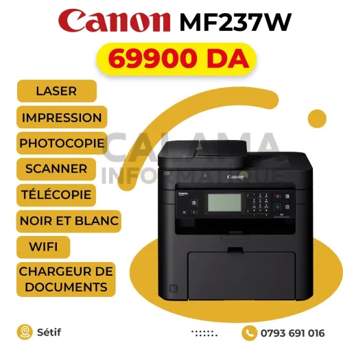 IMPRIMANTE Canon MF237w LASER NOIR-ET-BLANC 4-en-1 WIFI ADF