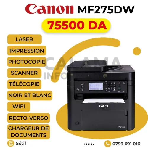 IMPRIMANTE Canon MF275dw LASER NOIR-ET-BLANC 4en1 WIFI RECTO-VERSO ADF