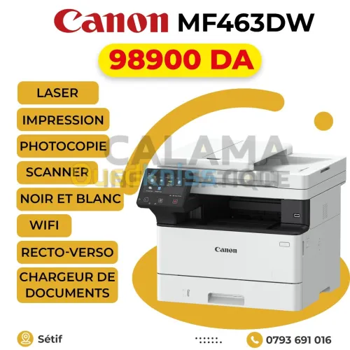 IMPRIMANTE Canon MF463DW LASER NOIR-ET-BLANC MULTIFONCTION WIFI RECTO-VERSO ADF