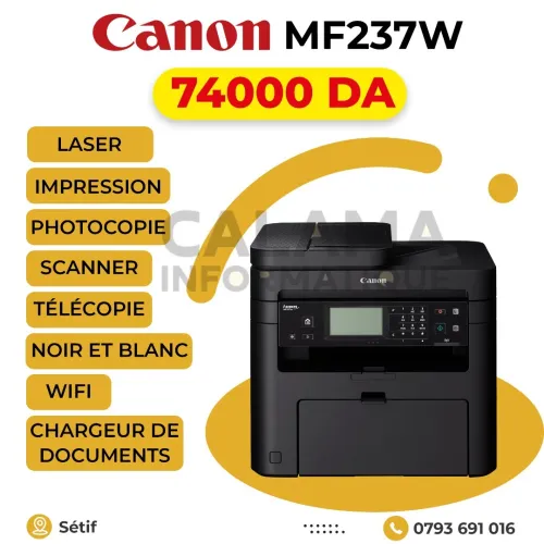 IMPRIMANTE Canon MF237w LASER NOIR-ET-BLANC 4-en-1 WIFI ADF