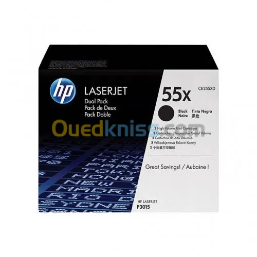 TONER HP ORIGINAL DOUBLE PACK CE255XD - 55X