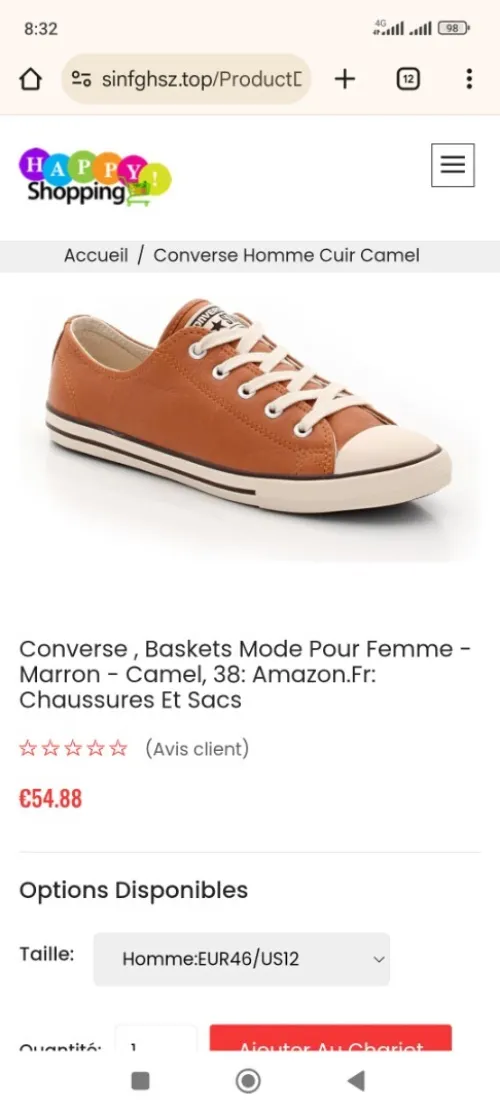 Converse cuir marron camel