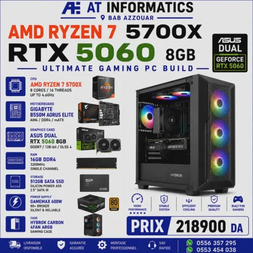 CONFIG PC GAMING AMD RYZEN 7 5700X AVEC RTX 5060 8GB ASUS DUAL NEW BOX