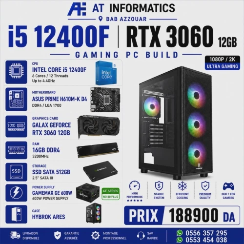 CONFIG PC INTEL CORE I5 12400F AVEC RTX 3060 12GB GALAX NEW