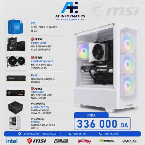 CONFIG PC GAMING INTEL CORE I5 14400F AVEC RTX 5070 12GB MSI VENTUS 2X NEW BOX