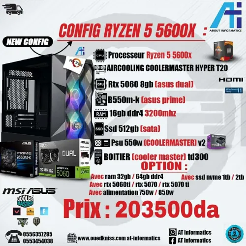 CONFIG PC GAMING AMD RYZEN 5 5600X AVEC RTX 5060 8GB ASUS DUAL NEW
