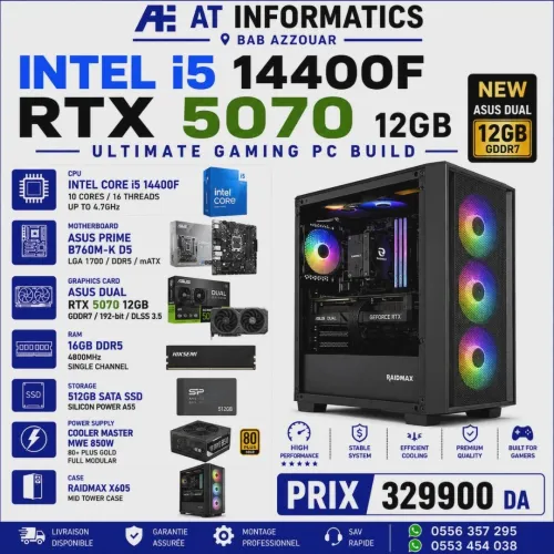 CONFIG PC INTEL COREE I5 14400F AVEC RTX 5070 12GB ASUS DUAL