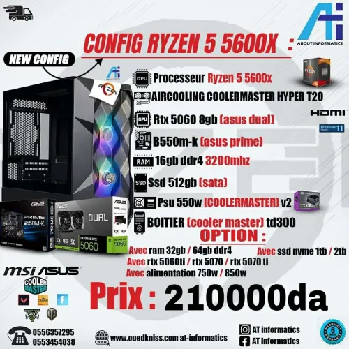 CONFIG PC GAMING AMD RYZEN 5 5600X AVEC RTX 5060 8GB ASUS DUAL