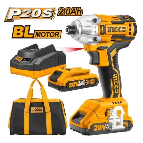 Visseuse A CHOCS 1/4 BATTERIE 20 VOLT P20S INGCO CIRLI2002 C 2BAT BRUSHLESS 16 800