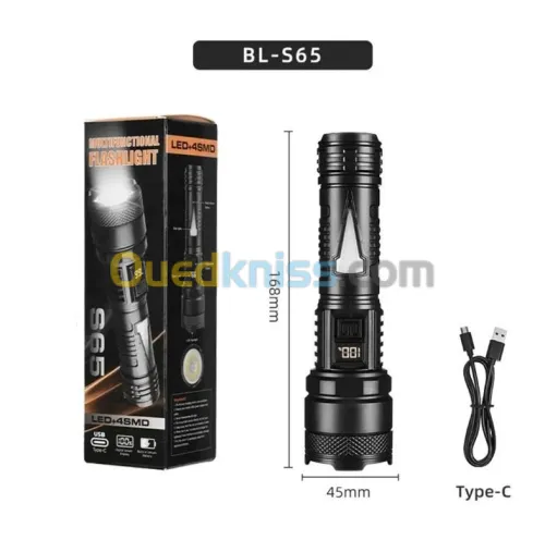 Torche LED + 4SMD , haute puissance, avec afficheur