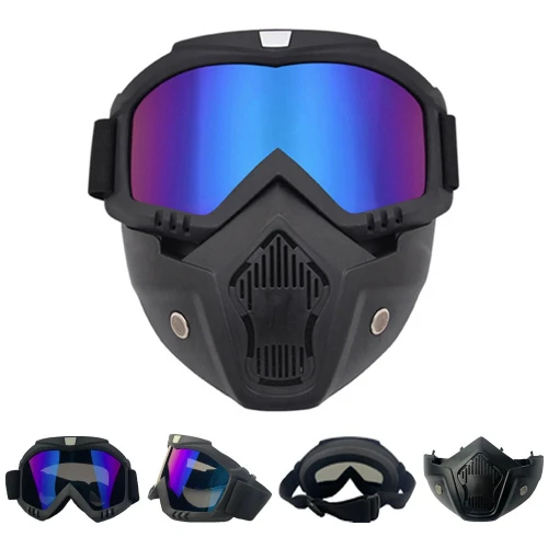 Casque Moto OU VELO avec Lunettes Amovibles Coloré Anti-Bouée