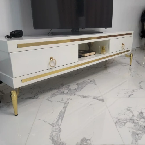 meuble TV blanc   en hêtre