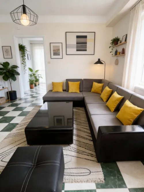 Salon moderne en forme de L - 6 places
