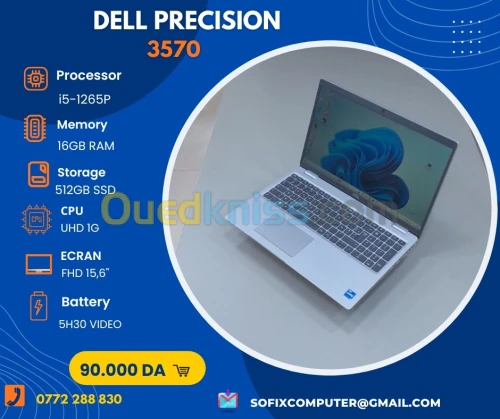 LAPTOP DELL PRECISION 3570 I5-1285P 16 G 512G SSD 15,6"