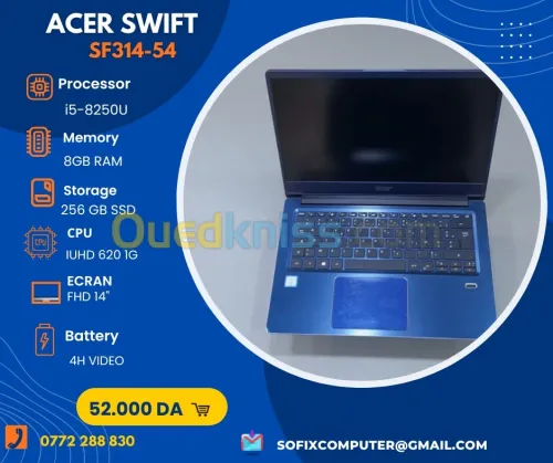 LAPTOP ACER SWIFT SF314-54 I5-8250U 8G 256G SSD 14".
