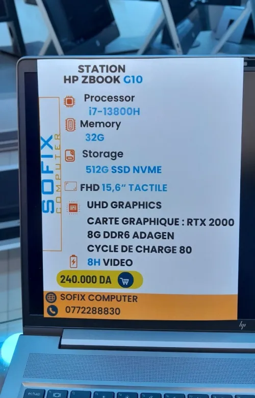 STATION HP ZBOOK G10 i7-13800H 32G 512G SSD NVME 15,6" TACTILE.