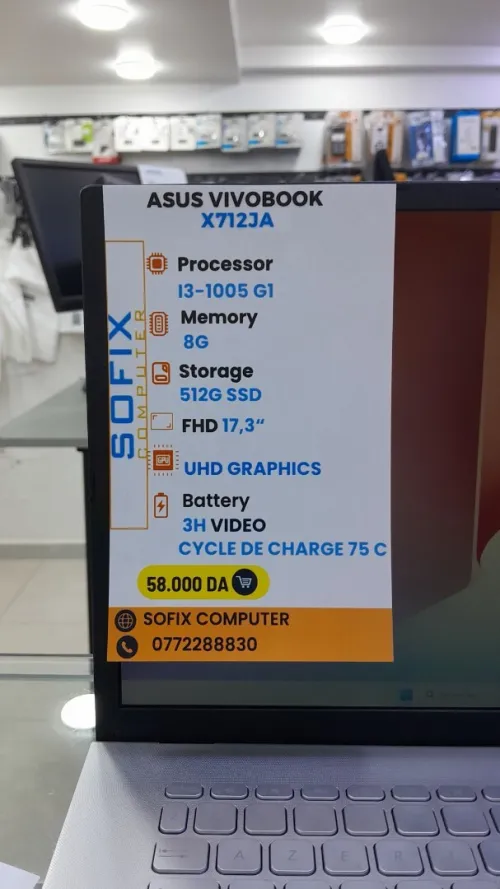 LAPTOP ASUS VIVOBOOK X712JA i3-1005 G1 8G 512G SSD 17,3" FHD