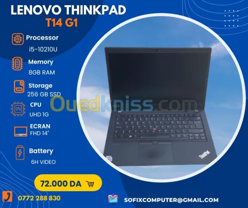 LAPTOP LENOVO THINKPAD T14 G1 I5-10210U 8G 256G SSD 14".