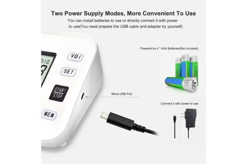 Tensiomètre électronique avec fonction vocale, haut du bras, Style blanc, U1S6