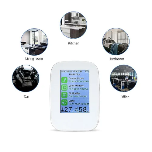 Kkmoon D9 détecteur multifonctionnel de qualité de l'air testeur de gaz CO2, HCHO, TVOC, PM2.5, PM10