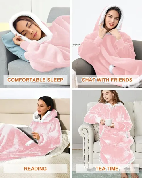 KALAHOL Sweat & couverture à capuche douillet et chaud avec manches et poches pour hommes et femmes
