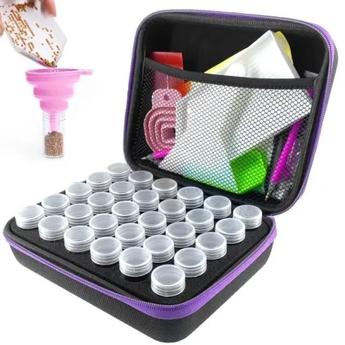 La boîte à outils pour peinture diamant contient 60 bouteilles, avec un sac de rangement