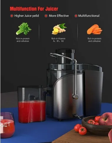 Centrifugeuse Homgeek presse-agrumes à double vitesse 400 W avec kit anti-goutte, facile à nettoyer, acier inoxydable, sans BPA