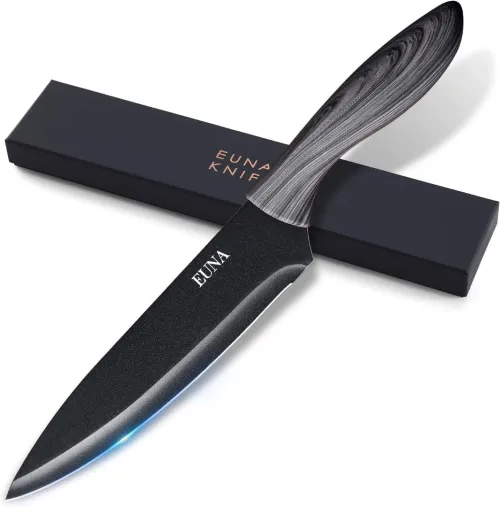 EUNA Couteau De Chef Ultra Tranchant De 18centimetres , Avec Étui Et Boîte Cadeau, Couteau Santoku 