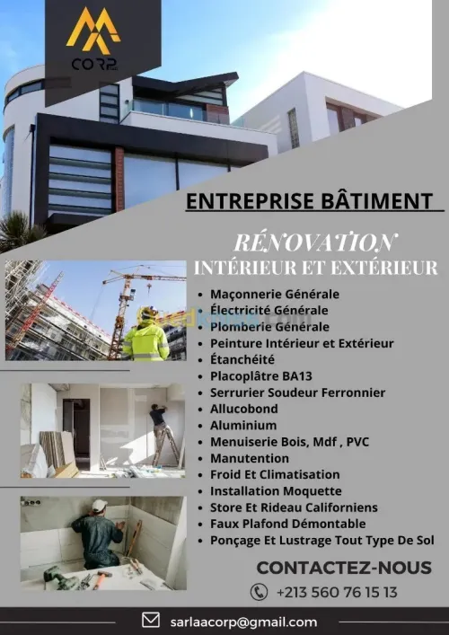 ENTREPRISE BÂTIMENT et construction rénovation maintenance bâtiment