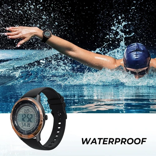 Montre de Sport Numérique Etanche Jusqu'à 50 m, 5 ATM, LED Avec Chronomètre